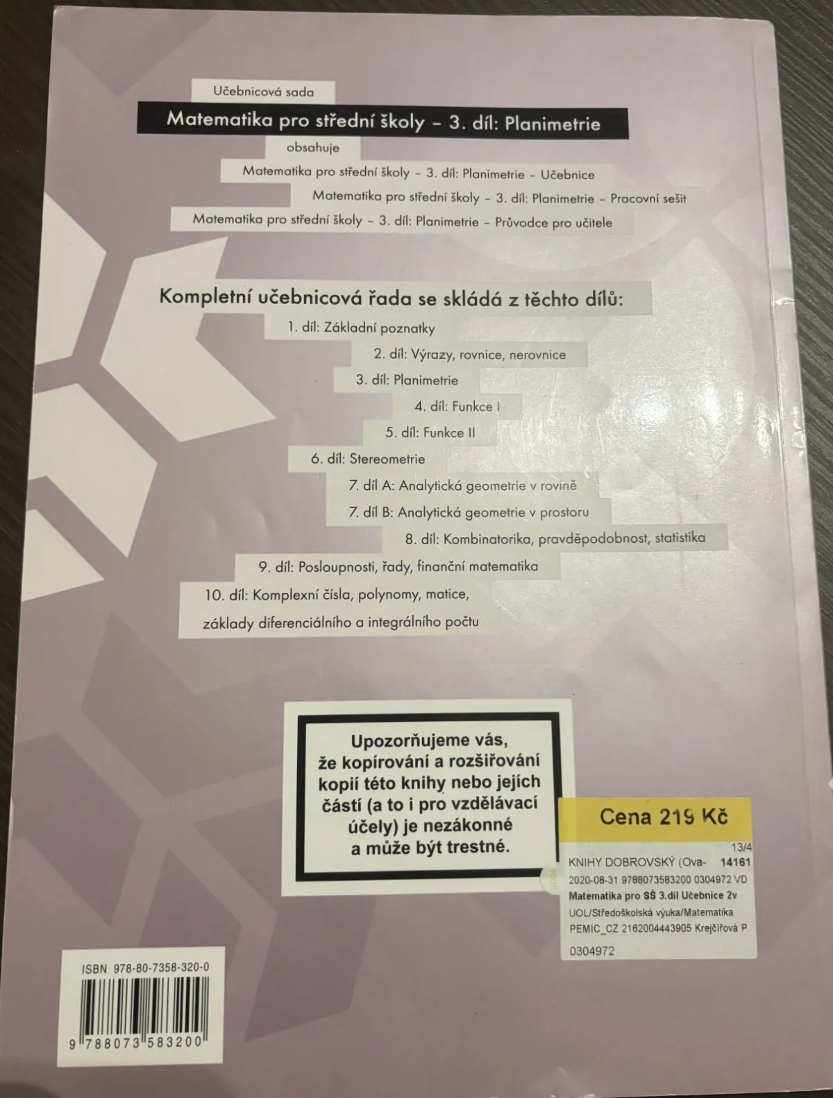 Matematika pro SŠ 3.díl - Planimetrie (učebnice), fotografie 2